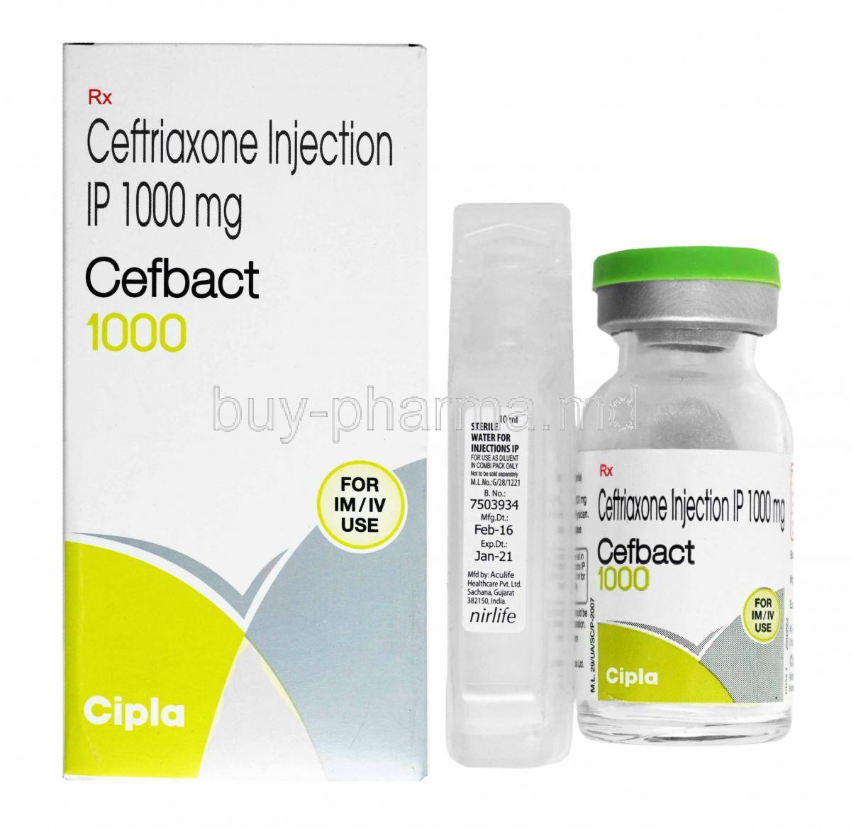 Buy Cefbact (Ceftriaxone) 1 Gm Vial Online - Aipctshop.com