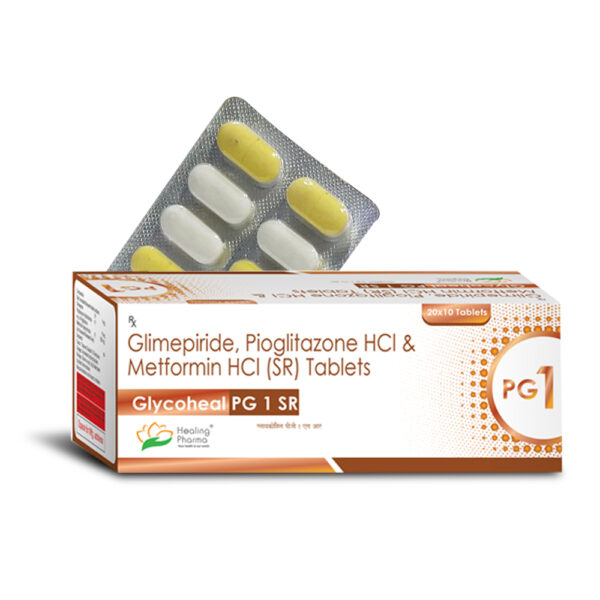 Glimepiride 1mg + Metformin 500mg + Pioglitazone 15mg SR Bilayer (Glycoheal PG 1 SR) - 10 Tablets