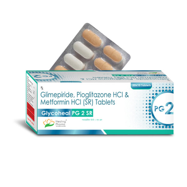 Glimepiride 2mg + Metformin 500mg + Pioglitazone 15mg SR Bilayer (Glycoheal PG 2 SR) - 10 Tablets