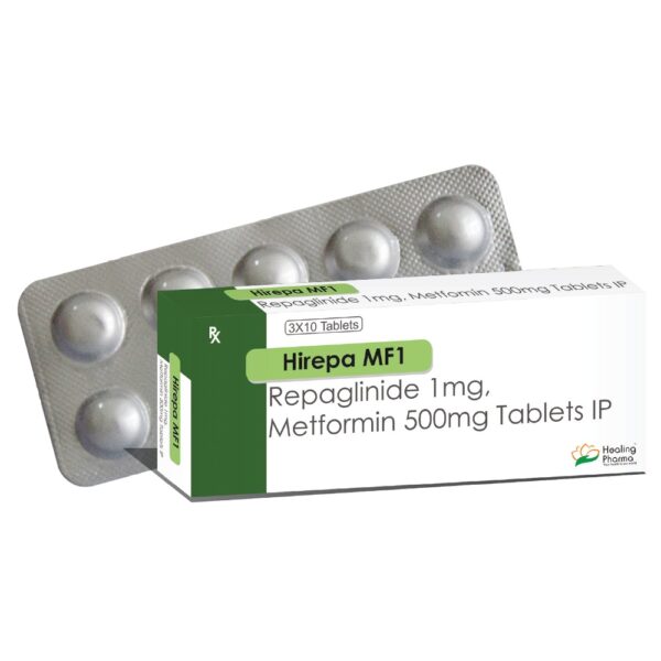 Repaglinide 1mg + Metformin 500mg (Hirepa MF 1) - 10 Tablets