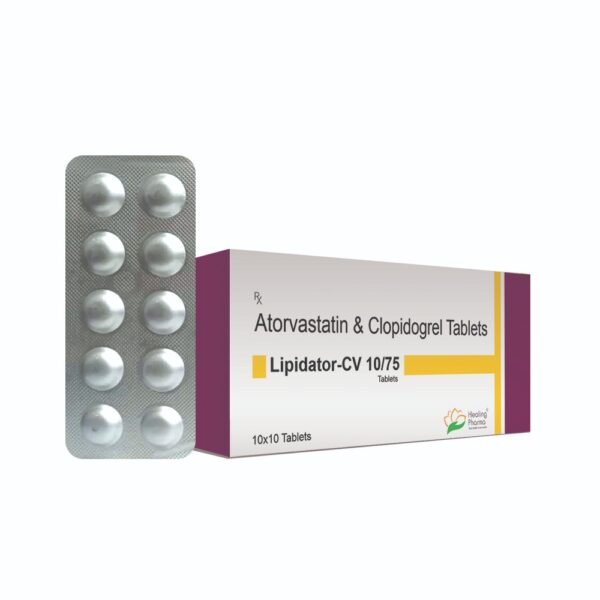 Atorvastatin 10mg + Clopidogrel 75mg (Lipidator CV 10/75) - 10 Tablets