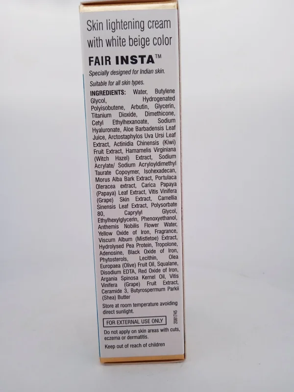 FAIR INSTA SKIN LIGHTENING CREAM - 1 TUBE OF 20gm - Image 2