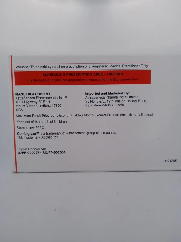 KOMBIGLYZE XR 5MG/1000MG - 7 TABLETS - Image 3